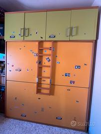 Mobile letto a castello a scomparsa con armadio