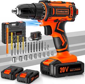 Trapano Avvitatore a Batteria 20V +  24 accessori