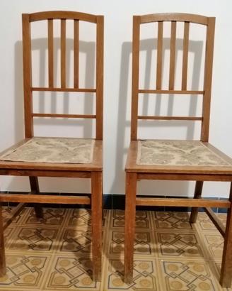 Coppia di sedie antiche, stile Liberty, in legno