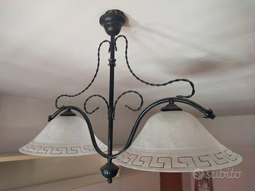 Splendidi lampadari ferro/vetro, linea greca 