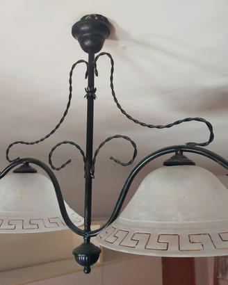 Splendidi lampadari ferro/vetro, linea greca 
