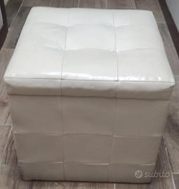 Due pouf contenitori in ecopelle bianco panna
