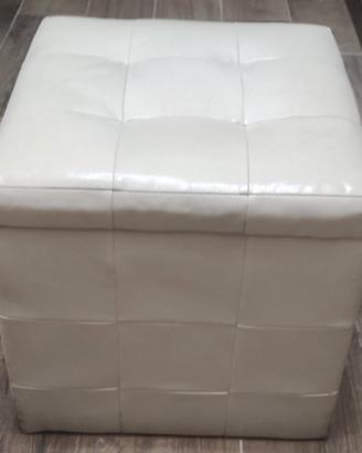 Due pouf contenitori in ecopelle bianco panna
