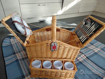 Cesto da picnic in vimini per 4 persone - NUOVO