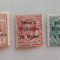 Venezia tridentina 1918- 3 francobolli nuovi