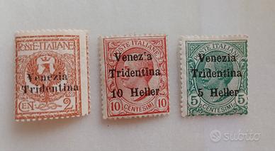 Venezia tridentina 1918- 3 francobolli nuovi