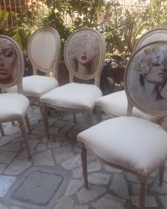 cinque sedie shabby chic 