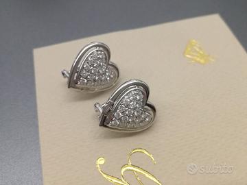 Orecchini oro bianco brillanti forma cuore Recarlo