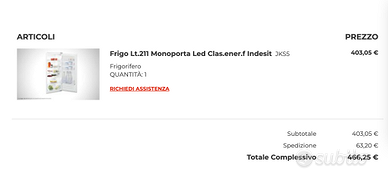 Frigo Indesit Lt 211 Monoporta Led Classe F JKS5