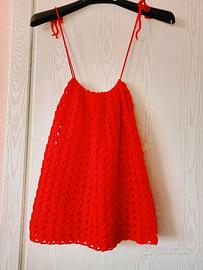 Top in cotone rosso fatto a mano