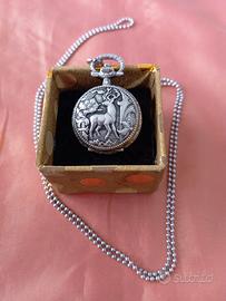 orologio a corda con catenina tutto argento 800