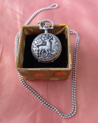 orologio a corda con catenina tutto argento 800