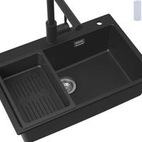 Lavandino cucina nero in pietra di quarzo nuovo