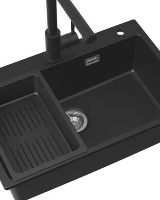 Lavandino cucina nero in pietra di quarzo nuovo