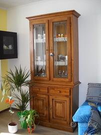 Credenza Vetrina artigianale vero noce massiccio