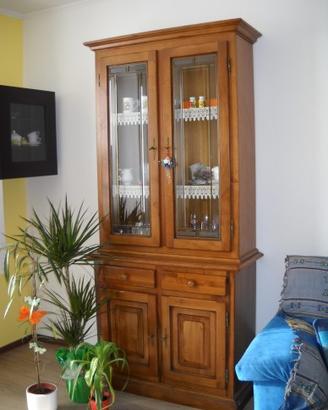 Credenza Vetrina artigianale vero noce massiccio