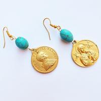 Orecchini pendenti con medaglie cristiane vintage