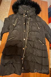 Giubbotto donna imbottito con cappuccio in pelli