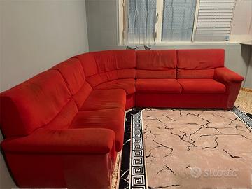 Divano angolare rosso