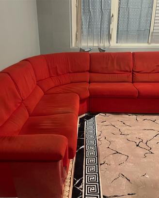 Divano angolare rosso