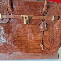 Borsa stile Hermes Birkin, coccodrillo marrone