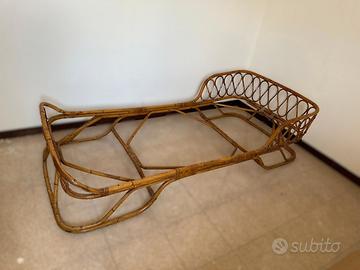 Letto Singolo Vintage in Bambù e Giunco