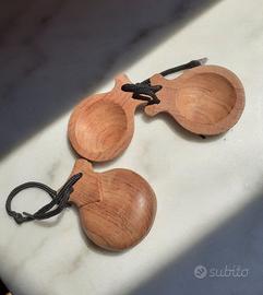 Coppia Nacchere Legno Vintage Anni 70/80