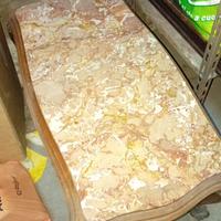 Tavolino antico in legno con marmo vintage