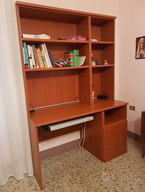 SCRIVANIA PORTA PC  CON LIBRERIA E CASSETTI