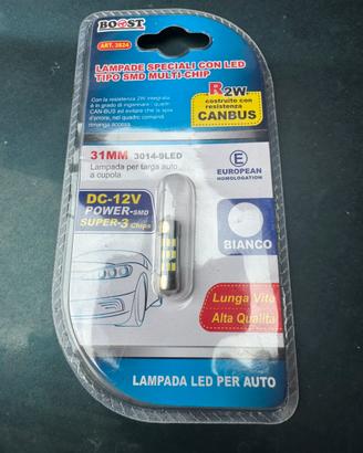 Lampadina Luce Led a Siluro 31mm Bianco 9 Led SMD