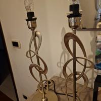 Coppia lampade da tavolo in metallo dorato 