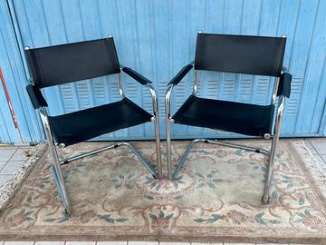 Sedie Bauhaus Acciaio e Pelle Nera – Coppia