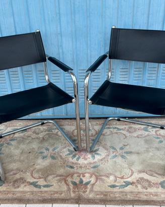 Sedie Bauhaus Acciaio e Pelle Nera – Coppia