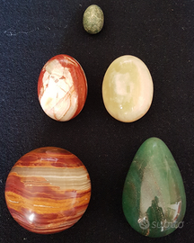 Collezione di uova vintage in pietra dura, 5 pz