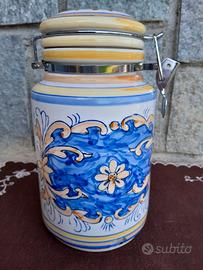 Barattolo ermetico in ceramica artistica, dipinto 