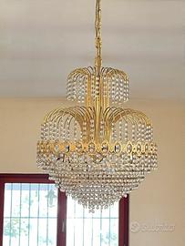 Lampadario stile impero oro e cristalli