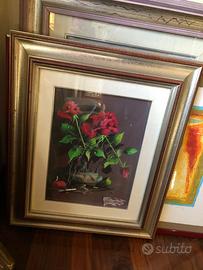 Quadro rose rosse Alfano Pardini olio