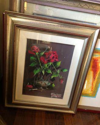 Quadro rose rosse Alfano Pardini olio