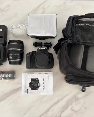 Canon 700D ob. 17-85 IS + flash e borsa canon