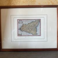 Stampa antica cartina Sicilia