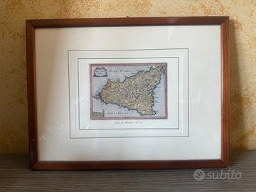 Stampa antica cartina Sicilia