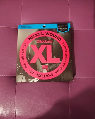 Set 5 Corde D'Addario basso elettrico EXL170-5