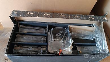 Set 6 bicchieri + vaso lavorati a mano - cristallo