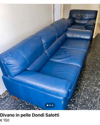 Divano in pelle azzurro piu scrivania