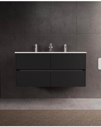 Inda - Mobile bagno L.120 con doppio lavabo lucido