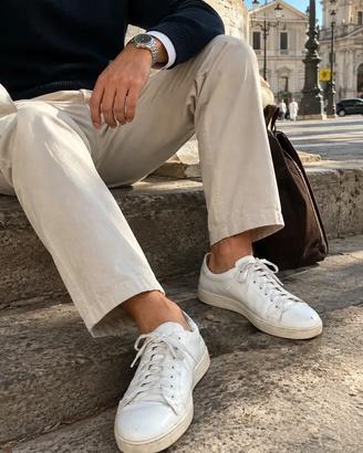 Sneakers uomo bianche stile Old Money – N.43