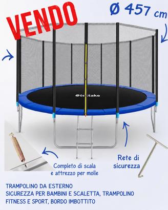 trampolino elastico Ø 457cm con rete