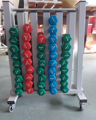 Set 44 manubri da 1 kg + rastrelliera professional