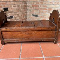 Antica Panca / Cassapanca in Legno Massello con Co