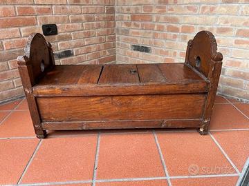 Antica Panca / Cassapanca in Legno Massello con Co